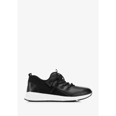 Wittchen Męskie sneakersy ze skóry i tkaniny czarne