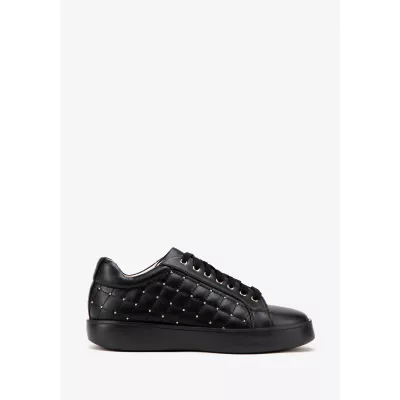 Wittchen Damskie sneakersy skórzane z pikowaną cholewką czarne