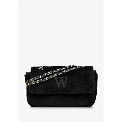 Wittchen Damska torebka crossbody z futerkiem czarna