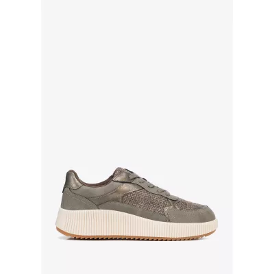 Wittchen Damskie sneakersy na platformie szaro - brązowe