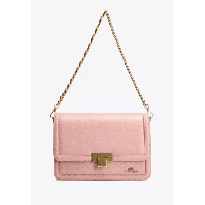 Wittchen Skórzana torebka crossbody z łańcuszkiem różowa