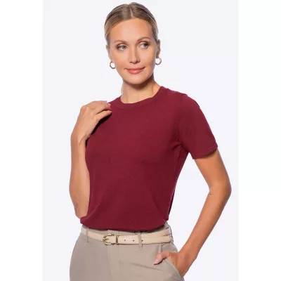 Wittchen Sweter damski z krótkim rękawem bordowy