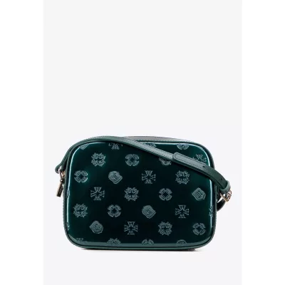 Wittchen Damska crossbody ze skóry lakierowanej ciemny zielony