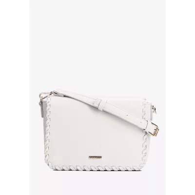 Wittchen Damska crossbody z obszytą klapą kremowa