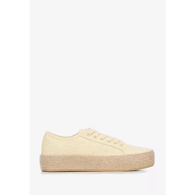 Wittchen Damskie sneakersy na słomkowej podeszwie żółte