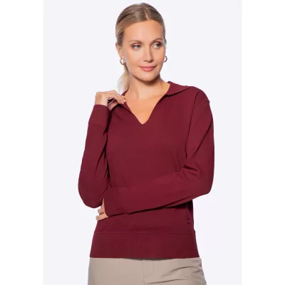 Wittchen Sweter damski z dekoltem V-neck bordowy