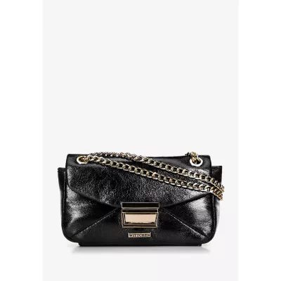Wittchen Minitorebka crossbody z połyskującej ekoskóry czarna