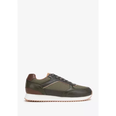 Wittchen Męskie sneakersy ze skóry ekologicznej ze wstawkami zielone