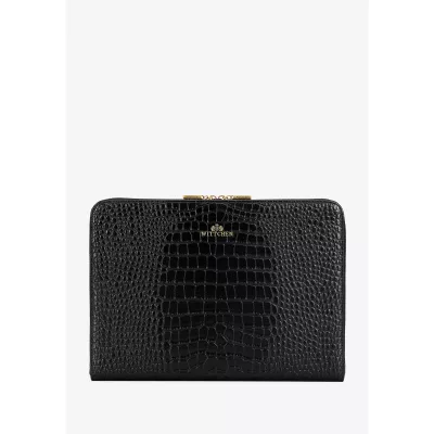Wittchen Skórzana torba na laptopa 15” z tłoczeniem croco czarna