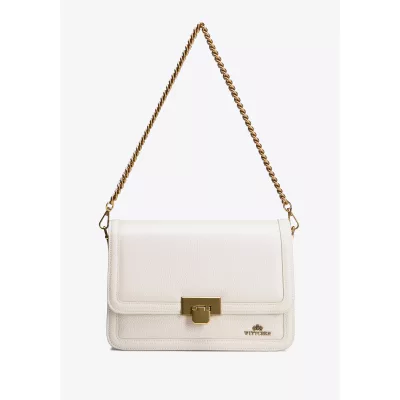 Wittchen Skórzana torebka crossbody z łańcuszkiem kremowa