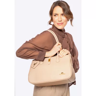 Wittchen Skórzana torebka shopper z chwostem beżowa