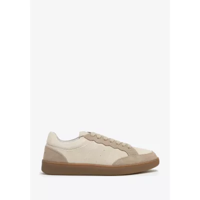 Wittchen Zamszowe sneakersy z kontrastowymi elementami beżowe