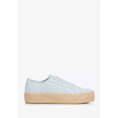 Wittchen Damskie sneakersy na słomkowej podeszwie niebieskie