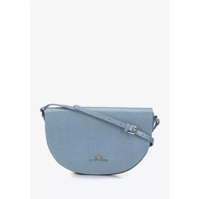 Wittchen Damska saddle bag ze skóry o fakturze lizard jasnoniebieska