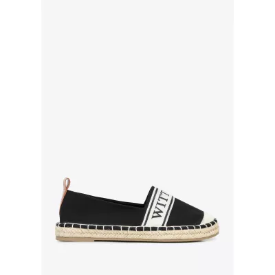 Wittchen Damskie espadryle z lamówką z logo czarne