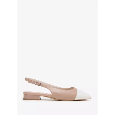 Wittchen Damskie czółenka skórzane typu sling back beżowo-białe