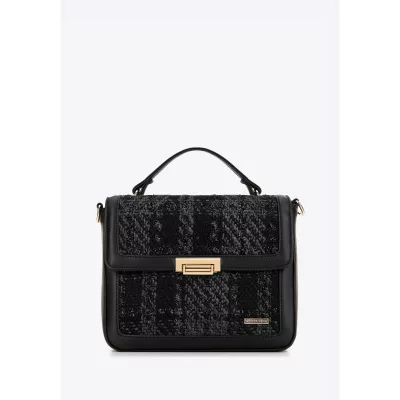 Wittchen Damska torebka crossbody z tkaniny bouclé czarna