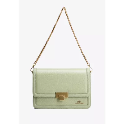 Wittchen Skórzana torebka crossbody z łańcuszkiem pistacjowa