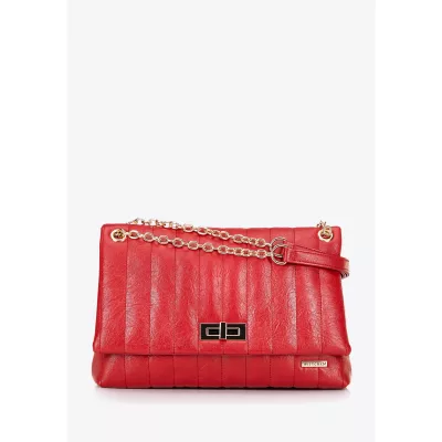 Wittchen Damska crossbody z ekoskóry dwukomorowa duża czerwona