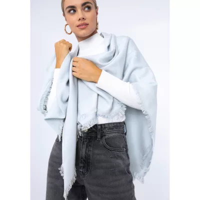 Wittchen Chusta damska z bambusem tkany w monogram jasnoniebieska