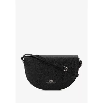 Wittchen Damska saddle bag z groszkowanej skóry czarno-srebrna