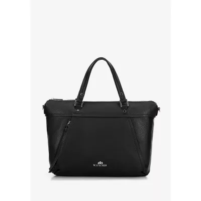 Wittchen Damska torba na laptopa 15" ze skóry z chwostem czarna