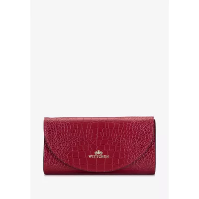 Wittchen Kopertówka skórzana minimalistyczna croco czerwona