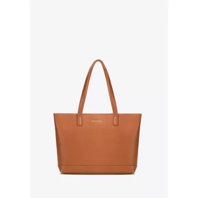 Wittchen Damska torba na laptopa 15,6" z imitacji skóry brązowa