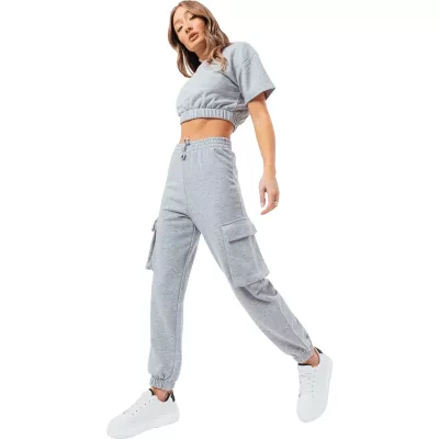 Justhype Sweat Crop T-Shirt-Cargo Joggers LABON004