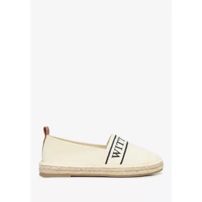 Wittchen Damskie espadryle z lamówką z logo kremowe