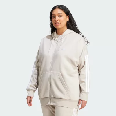 Adidas Bluza Essentials 3-Stripes Full-Zip Fleece Hoodie (Plus Size)