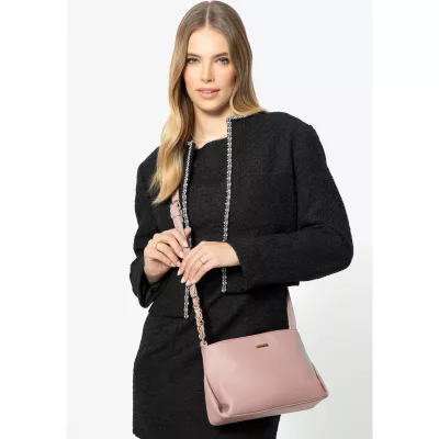 Wittchen Damska crossbody ze skóry ekologicznej z łańcuszkiem różowa