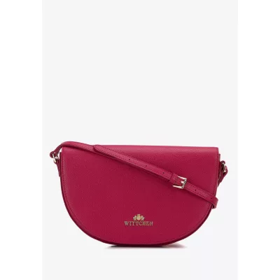Wittchen Damska saddle bag z groszkowanej skóry prosta różowa
