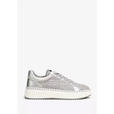 Wittchen Damskie sneakersy z materiału włókienniczego i ekoskóry szaro-srebrne