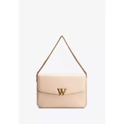 Wittchen Damska crossbody ze skóry z dekoracyjnym zapięciem beżowa