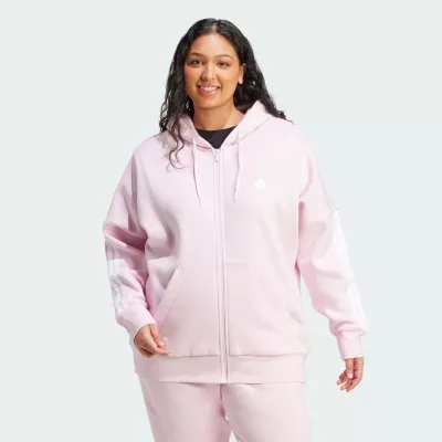 Adidas Bluza Essentials 3-Stripes Full-Zip Fleece Hoodie (Plus Size)