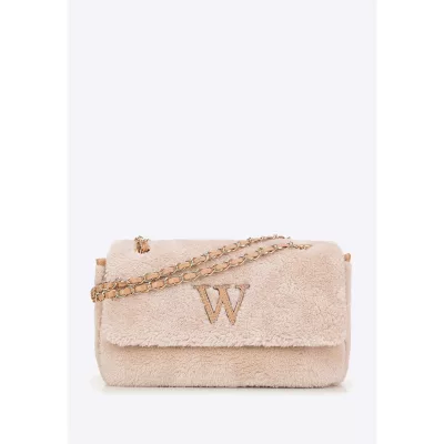 Wittchen Damska torebka crossbody z futerkiem kremowa