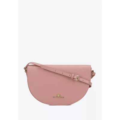 Wittchen Damska saddle bag z groszkowanej skóry różowa