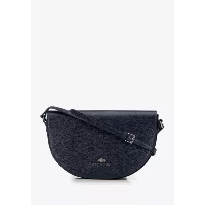 Wittchen Damska saddle bag z groszkowanej skóry granatowa