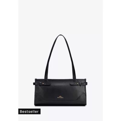 Wittchen Elegancka bagietka damska ze skóry naturalnej czarna