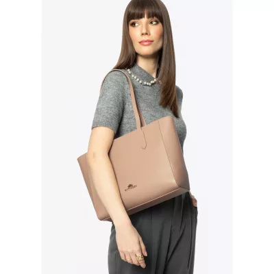 Wittchen Damska torebka shopper ze skóry beżowa